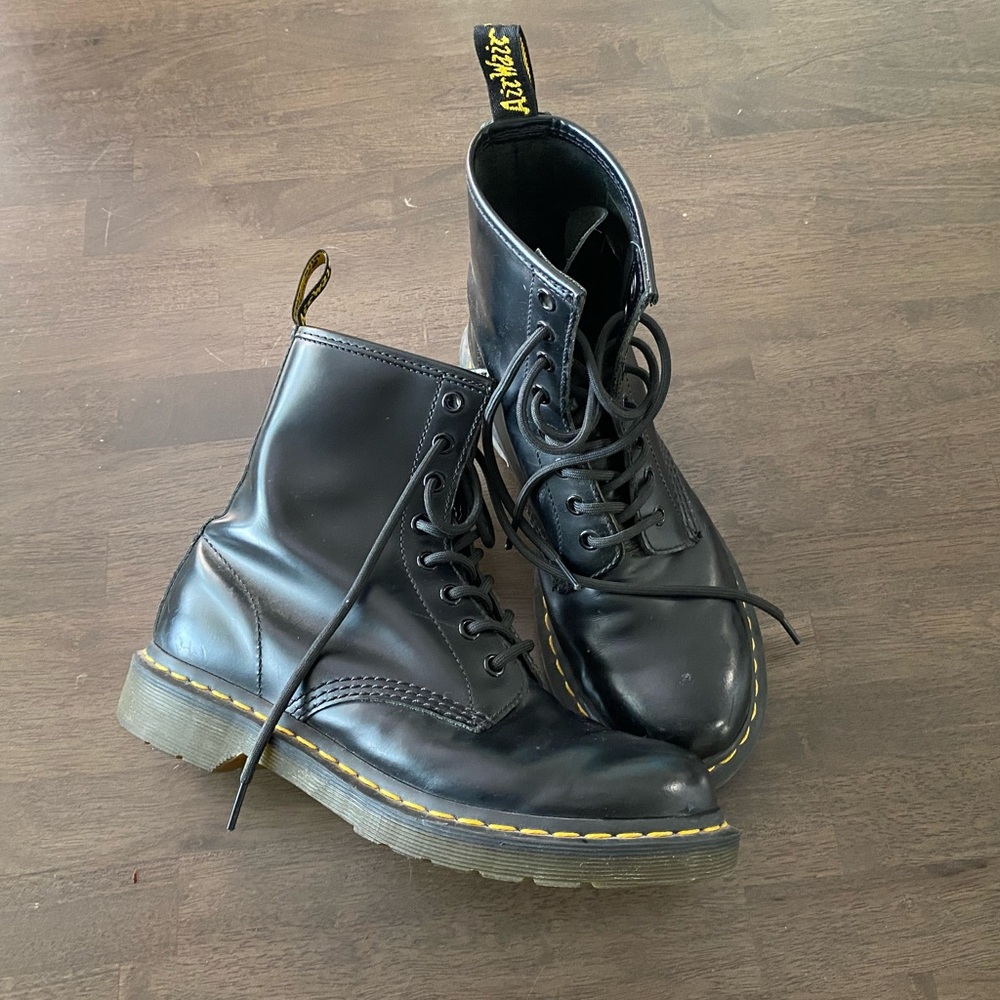 Dr Martens black combat lace up boots